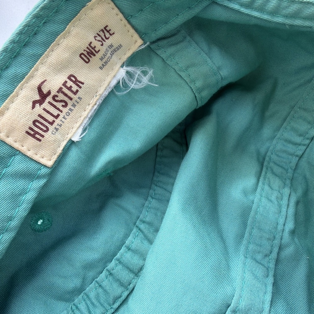 VINTAGE Hollister California Hat Cap Teal Rare Logo - Picture 5 of 6